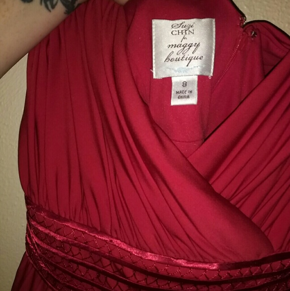 Suzi Chin/Maggy Boutique Red Pleated Dress - Picture 2 of 7